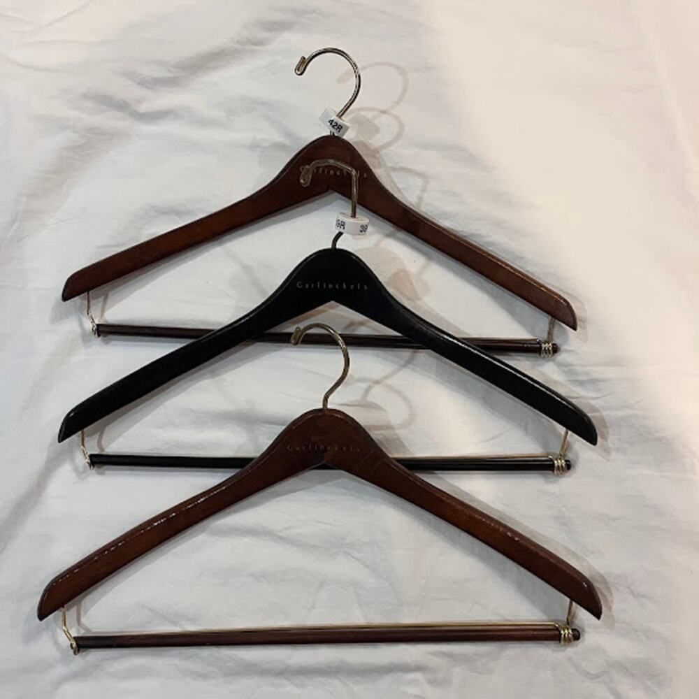 Vintage Garfinckels Washington D.C. Wood Suit Hangers Width 17" Set of 3